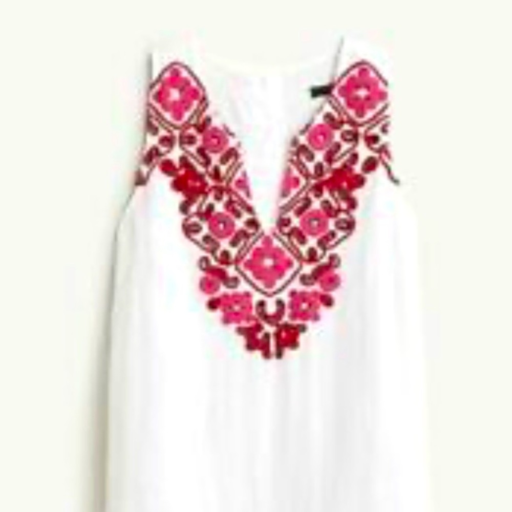 JCrew Franco embroidery dress white with pink accents size XL still in package